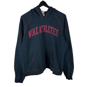 Mens Y2K Nike Athletics Script Spellout Logo Pullover Black Hoodie Size S